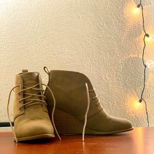 Tan lace up booties